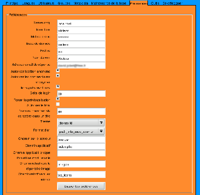 Admin preferences